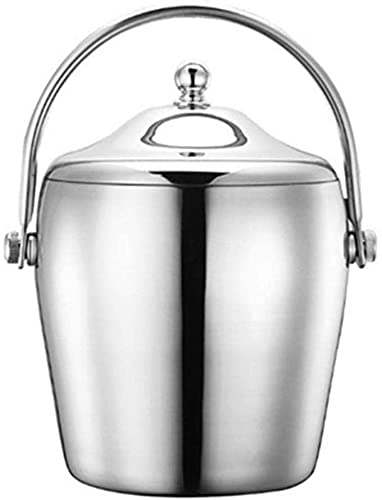 ZRDSZWZ Seau à glace fiable en acier inoxydable 1,2/2 L Portable 6 heures Double couche Isotherme Congélateur avec couvercle pour fêtes, barbecues, buffets (Taille : 1,2 L) (Taille : 2 L)