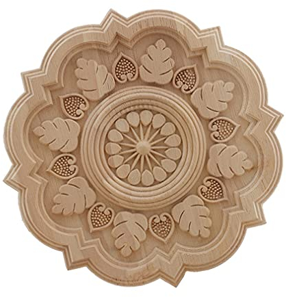 Holzapplikation Onlay Holz Aufkleber Antik Modern Ornament Rose Krone Blätter Ecke Home Dekoration Zubehör Schrank Fenster 24 cm x 24 cm 1