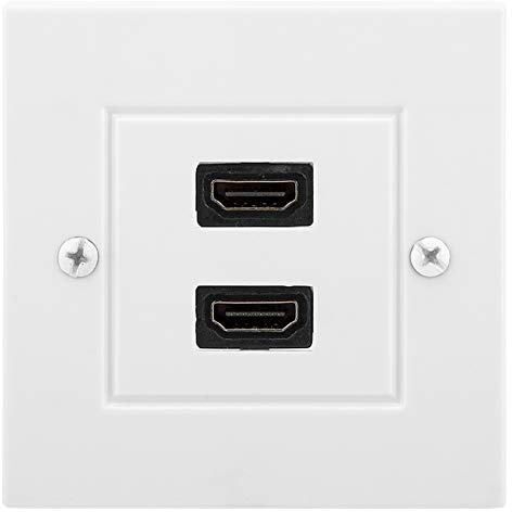 Akozon Panneau Mural HDMI, Prise Murale HDMI, Double Port HDMI, Plaque Murale HDMI, Plaque Murale HDMI, Prise Jack, Panneau de décoratif pour hôtel, Maison, Bureau, immeuble