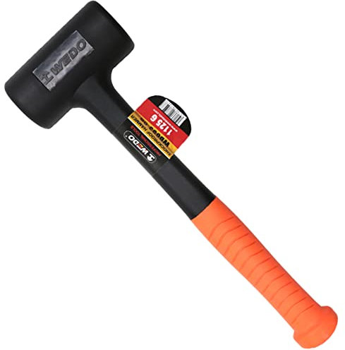 WEDO Rubber Mallet Hammer with Fiberglass Handle 16oz(1 lb), Dead Blow Hammer, Shockproof Design, 16mm Maximum Thickness Striking Surface,290mm Length