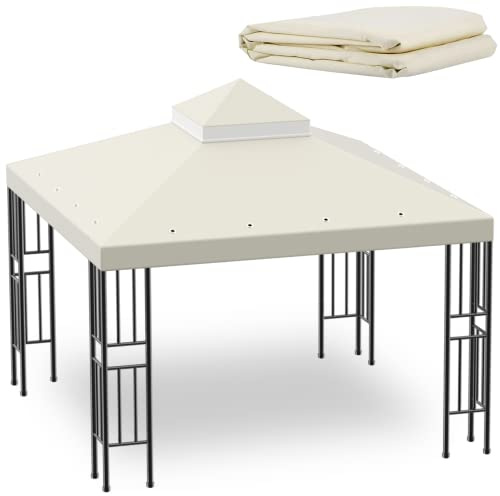 Sumfaller - Toldo de Repuesto de 10 x 10 pies, Cubierta Superior de toldo de Doble Nivel para Patio, jardín, Barbacoa al Aire Libre, Cubierta de Techo, Parrilla (Beige)