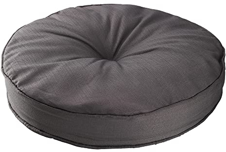 homefab Bodenkissen für Zuhause & Outdoor - Sitzkissen Pouf für Boden und Garten, wetterfest, wasserfest, ca.10 cm hoch - rund, 60 cm Ø, anthrazit