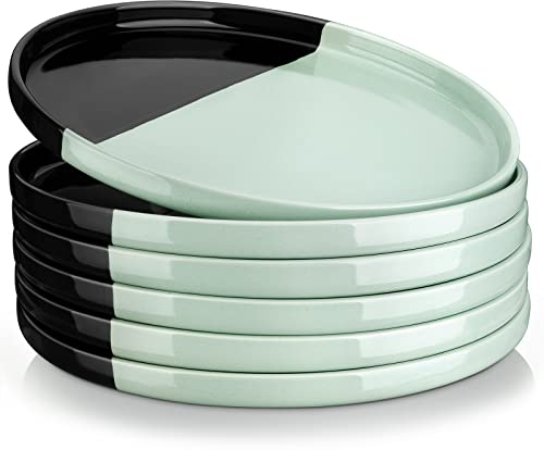 vancasso Aria - Juego de 6 platos llanos de cerámica resistentes a los arañazos, de 10 pulgadas, aptos para lavavajillas y microondas, platos de postre, platos de pasta, platos de ensalada, para plato
