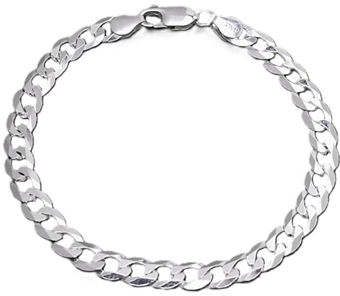 Treasure Bay Herren und Damen Armband – 925 Sterling Silber 6,2 mm Panzerkette – Längen 18,5 cm, 19,5 cm und 21 cm (17.5 Cm)