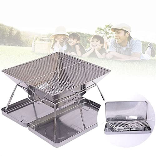 BLUNOA BBQ Asador Portátil Barbacoa Parrilla Plegable De Acero Inoxidable Parrilla De Carbón Ahumador Barbacoa con Rejilla De Cocción Cromada para Mesa Camping Outdoor Garden Grill BBQ Utensilio