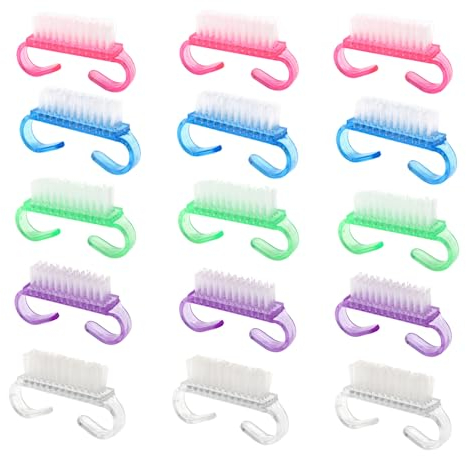 Brosse à ongles,15 pièces Brosse à Ongles à Manche Brosse de Nettoyage à la Main Ongles Brosse de Nettoyage à la Main Pour le nettoyage Beauté main Et ongles de nettoyage（5 couleurs）Nagelbürsten