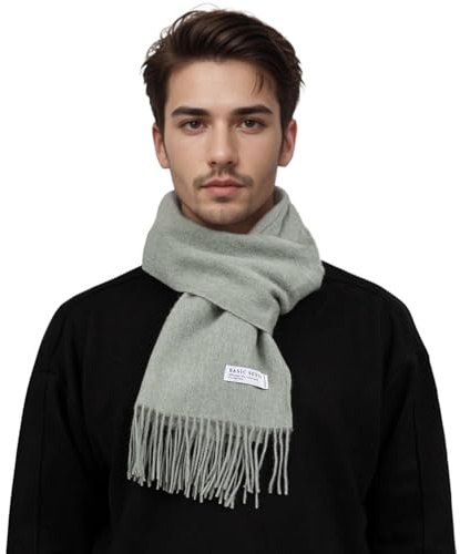 Basic Sense Schal aus 100 % Wolle, mongolisch, einfarbig, weich, gestrickt, für Damen und Herren, mint, One size