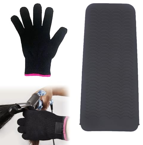 Tokaneit Heat-resistant gloves, silicone soldering pad, heat-resistant hairdressing gloves, silicone pad, hairdressing gloves, professional hairdressing gloves, anti-scalding hairdressing gloves, pack