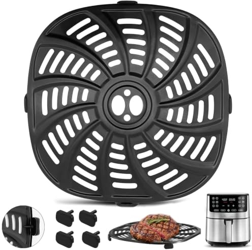 Air Fryer Replacement Parts for Gourmia 7QT GAF798 GAF716 Air Fryer, Food Grade Nonstick 8.97''*8.97'' Air Fryer Accessories Rack Tray Grill Pan Grill Plate Crisper Plate, Dishwasher Safe