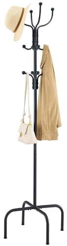 FAVOOSTY Garderobenständer mit Schirmständer, Kleiderständer mit 12 Hooks, Jackenständer Stehend, Coat Rack, Garderobe ständer für Wohnzimmer, Schlafzimmer (Schwarz)