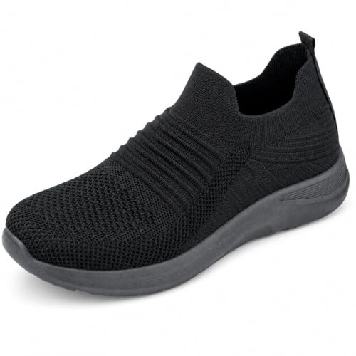 JOMIX Scarpe Senza Lacci Donna Estive Comode Leggere Traspiranti Casual Sneakers Slip On Ginnastica Camminata PD2403 Nero, 37