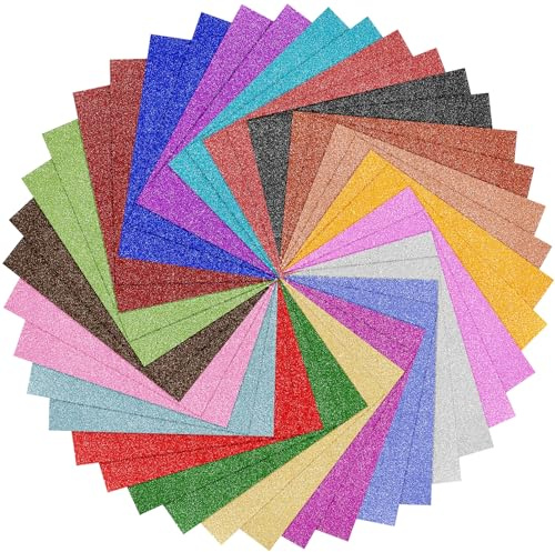 Papel Purpurina 40 Hojas,Cartulina Purpurina Colores A4,Glitter Paper Brillante para Manualidades,Scrapbooking,Regalos y Decoraciones de Álbumes,20 Colori Assortiti