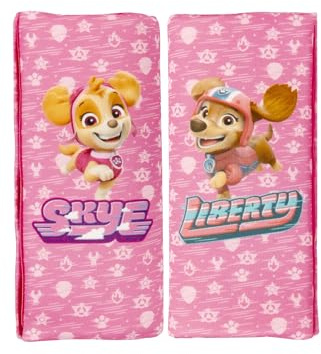 Paw Patrol Juego de 2 Mini Almohadillas Patrulla Canina Rosas con Personajes Skye y Liberty. Ideal para los Cinturones de Seguridad de las Sillas infantiles. Extra Cómoda y Lavable.