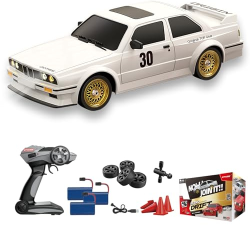 Hylukon Fjärrstyrd bil, 2,4 GHz, RC Drift Car - 30 km/h, 1/16 stege, racerbil med fram- och bakljus, retrostil