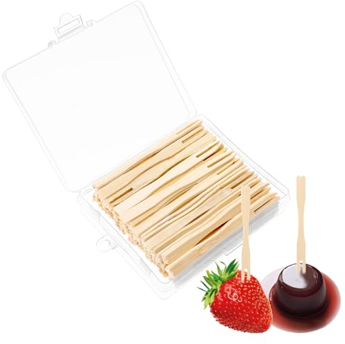 Nogeqi 100 Stück Holzgabel Currywurst Piekser, Holzspieße Fingerfood Spieße Holz, Schaschlikspieße Holz Holzgabeln Pommesgabeln Holzbesteck Partybesteck Bambus für Obst Partys Camping Picknicks