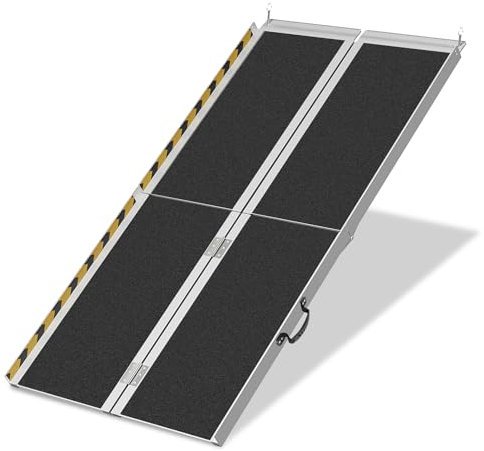 Yakimz Rampa portatile per sedia a rotelle, 152 cm, rampa per sedia a rotelle, rampa antiscivolo per sedia a rotelle, portata fino a 270 kg, rampa pieghevole per scale, gradini, barriere