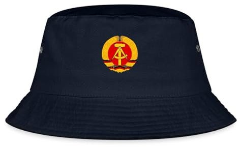 Spreadshirt DDR Logo Wappen Logo Ährenkranz Hammer Sichel Retro Fischerhut, L/XL (Caps), Navy
