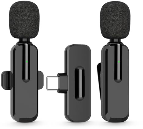 MAYBESTA - Mini microfono wireless per iPhone 15 - Microfono Bluetooth Lavalier Android per registrazione video YouTube, microfoni USB C con clip per Tiktok Vlog Livestream Podcast