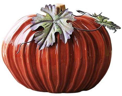 QTFYE Adorno de Calabaza de cerámica, 16 x 10 x 12,5 cm, decoración de Calabaza de cerámica para el hogar, decoración única de Muebles para el hogar, Figuras Decorativas para Fiestas de Halloween,