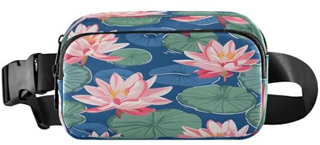 Bauchtasche für Damen und Herren, Seerosenlilien, blaue Gürteltasche für Spaziergänge mit dem Hund, Laufen, Radfahren, Wandern, Reisen, Workout mit verstellbarem Riemen, C592, Packtasche