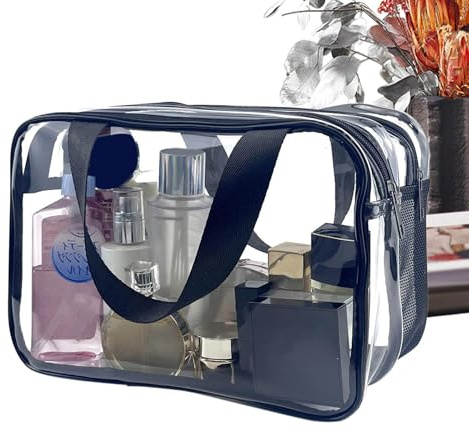Ruwshuuk Transparent necessär, Bärbar necessär,Genomskinlig Makeup Bag Kosmetisk Organizer | Vattentät rese-toalettpåse med dragkedja, bärbar rese-toalettväska för toalettartiklar i full storlek