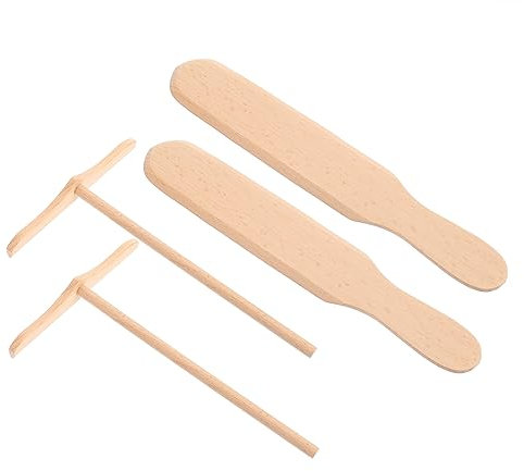 Amosfun 4pcs Cooking Utensils for Pancakes Wooden Flipper Egg Flipper Spatula Spatula for Non Stick Pan Omelet Cooking Utensils
