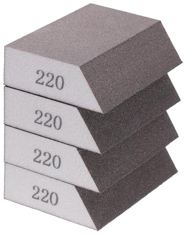 sourcing map 4pcs Sanding Sponge Blocks 220# (1000 Grit) Sanding Sponge with Angled Edge 4x2.8x1, Washable and Reusable Foam Sanding Block for Polishing Kitchen Metal Wood Drywall Home