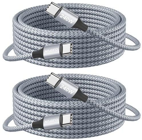 CLEEFUN 240W Cavo USB C USB C [3 M, 2Pezzi ], PD3.1 Cavo USB Type-C 3 Metri Ricarica Rapida, Nylon Cavo USBC Lungo per iPhone 16 15, MacBook Air, i Pad Pro/Air 5 4, Galaxy S25 S24, Pixel, Steam Deck