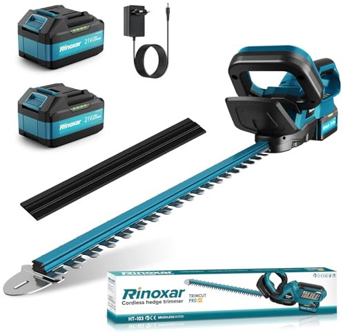 Akku Heckenschere 21V mit 2X 4000mAh Akku, 600W Bürstenlosem Motor, Heckenschere Elektrisch mit 52 cm Schnittlänge, Schnittdurchmesser 15 mm – TrimCut PRO