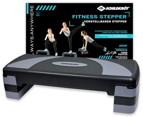 Schildkröt Fitness Stepper - 3-fach höhenverstellbares Aerobic-Steppbrett für Zuhause - Rutschfeste Oberfläche & Gummifüße - max. belastbar bis 150 kg