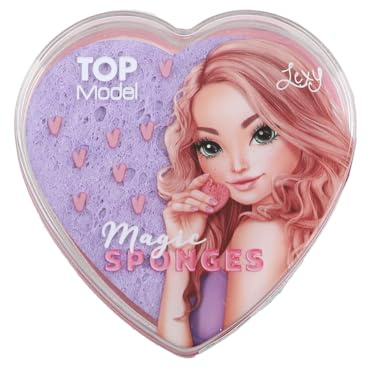Depesche 13629 TOPModel - Herzschwämmchen Beauty and Me, magische Schwämme in Rosa und Lila, Herz Box mit 12 Schwämmen für die Gesichtsreinigung