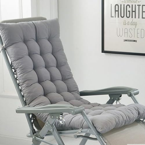 Coussin de chaise longue doux et confortable de couleur unie avec cordon de serrage pour jardin, extérieur, intérieur/canapé/fauteuil à bascule (gris, 150 x 55 cm)