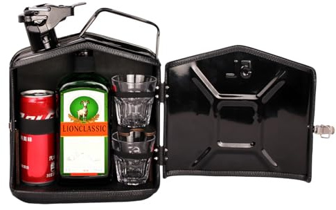 5L Kanister Bar Geschenk，Eine Neue Tragbare Minibar Für Männer，Mobile Bar Aus Vollmetall Mit Struktur, Geeignet Für Partys, Den Außenbereich Und Zum Verschenken (Schwarz)