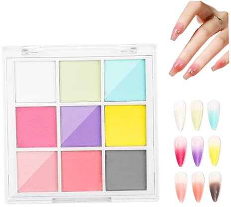 Pigmento de uñas en polvo, paleta de pigmento de uñas sólido de 3x3 pulgadas 9 colores, neón ajustable de color de bricolaje para, estilo 1 ..