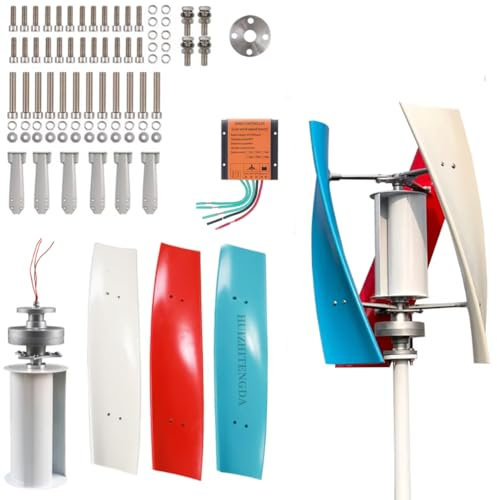 HUIZHITENGDA 12V,Aerogenerador De 8000 W, 12 V/24 V/48 V, con 3 Aspas Y Controlador, Sin Ruido, con Arranque A Baja Velocidad del Viento, Ideal para Casas, Barcos Y Alumbrado Público