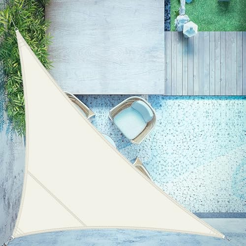 LOVE STORY Vela ombreggiante Triangolare 3.6x3.6x5.1m Impermeabile UV95% | Tenda a Vela in PES resistente, Protezione Solare e Antivento. Perfetta per Esterno,Terrazza,Patio e Giardino.Beige