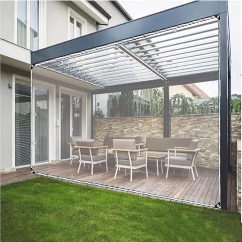 Pavillon-Seitenteile, transparent, wasserdicht, für den Außenbereich, für Pergola, Veranda, Terrasse, Carport, Markise mit Ösen, 180 x 550 cm