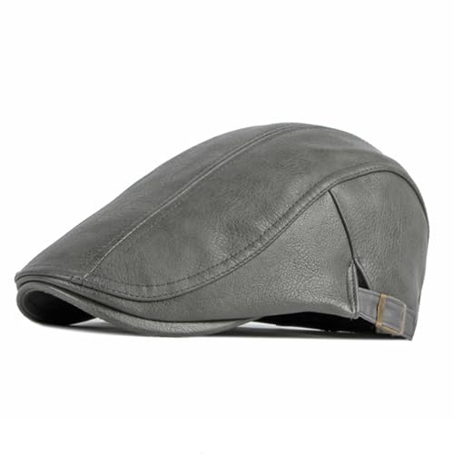 meioro Coppola Uomo Basco Piatto in Pelle Invernale Scozzesi Cappello Peaky Blinders Gatsby Vintage Elegante Classico Cappelli Elegante Estivo Visiera Regolabile Flat cap per Tempo（Grigio）
