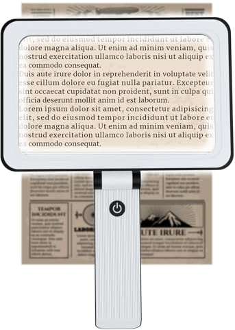 Bonna Loupe de Lecture Pliable, Doté d'une lumière intégrée et d'une Grande loupe Pleine Page, il Convient aux Personnes âgées et aux Personnes malvoyantes pour Lire Les Petits caractères.
