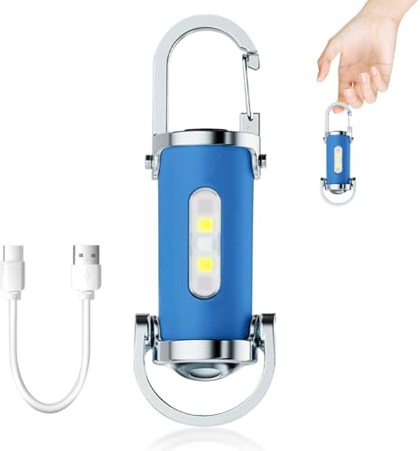 1200LM Superhelle Mini-Schlüsselanhänger, Superhelle Mini Led Taschenlampe | Taschenlampe LED Aufladbar, taschenlampe Wasserdicht für Haushalt Auto Outdoorarbeit Reisen Camping (Blau)