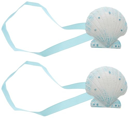 Veemoon Embrasses Magnétiques pour Rideaux Coquillage Bleu Clair, Lot de 2, Corde de Rideau en Matériau Léger, Fixation Rapide Aimantée, Décoration Maison Salon Chambre Bureau