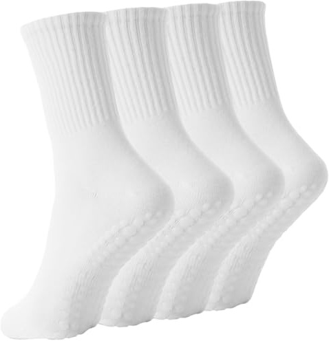 Yikki 4 pares de Calcetines Pilates Mujer Antideslizantes, Suaves Reformadores para Yoga, Baile, Fitness, Gimnasio, Ballet, Trampolín uso Doméstico y Hospital, Talla única