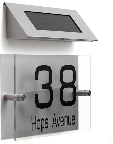 CIYODO Solar House Number Sign Lamp with 18 LED Dual-Color Lighting, Solar-Powered Outdoor Address Plaque for Garden, Gate, and Wall, Weather-Resistant Number Light for Home Exterior
