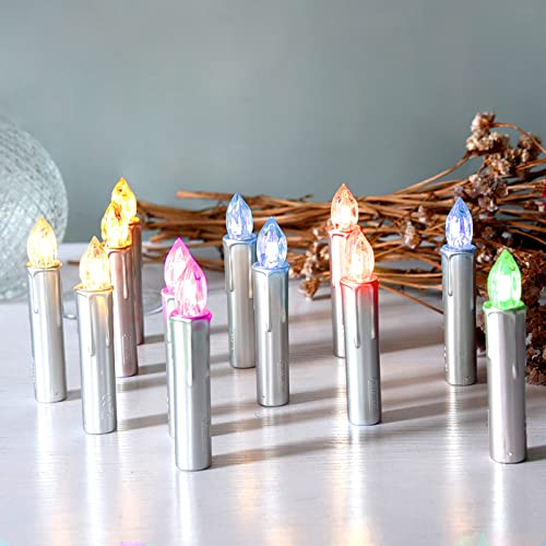 CCLIFE LED Weihnachtskerzen Kabellos RGB Kerzen Dimmbar Bunt Weihnachtsbaumkerzen Christbaumkerzen mit Fernbedienung Timer,Lichtfrabe:RGB