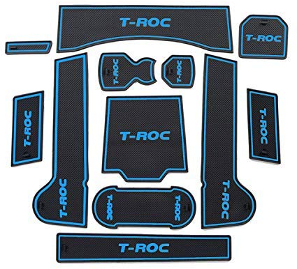 LFOTPP Kompatibel mit T-ROC Auto Styling Innentür Gummi Matte Becherhalter Slot Pad Rubber Mats (Blue)