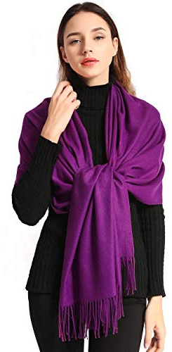 Pashmina Scarves for Women Shawl Wraps Wedding Mens Cashmere Scarf Wool Scarfs (Purple)(Size: 200cm X 70cm)