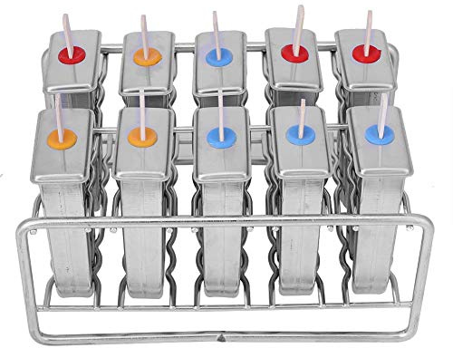 Moules à Glace, 10 pcs Moules à Sucette Glacée Réutilisable en Acier Inoxydable Moules à Crème Glacée Exempts de BPA Certifiés avec 100 pcs Bâton pour Enfants Adultes DIY Popsicle Mould.(Art.1)