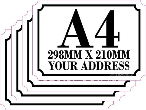 Personalised Printed Wheelie Bin Number Stickers with number and road Name - A4 Vinyl Waste Container Decals - set of 4 (A4)