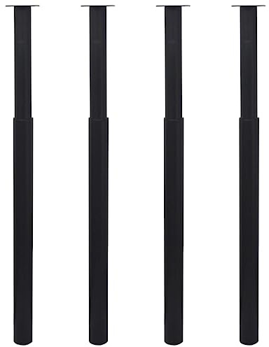 vidaXL 4x Patas de Mesa Telescópicas Caballete Accesorios de Muebles de Repuesto Duradera Buena Estabilidad de Escritorio Barras Cocina Negro