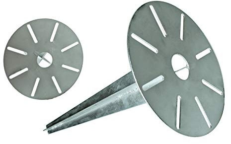 Erdspieß verzinkt Universal Erdspiess für Steckdosensäule Wegeleuchte mit Kabeldurchführung 30cm lang, Bodenplatte 18,5 cm Durchmesser (4)